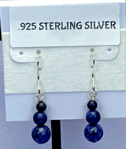 Sterling Silver 925 Sodalite Bead Drop Earrings Giani Bernini NWT RP$70 #2874 - Picture 1 of 4
