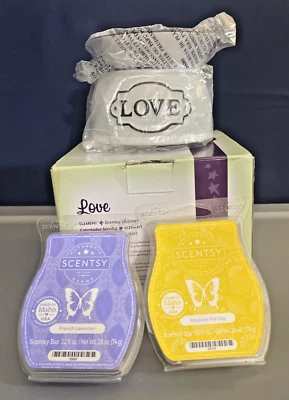 NUEVO CALENTADOR DE CERA CERÁMICA SCENTSY LOVE ELEMENT BLANCO GRANJA RETIRADO + BARRAS AROMÁTICAS Foto 1 de 4