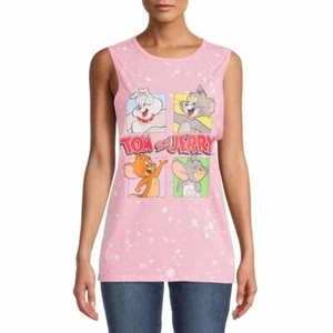 Tom & Jerry Juniors' Tank Top T-Shirt Pink Large (11-13) - Picture 1 of 3