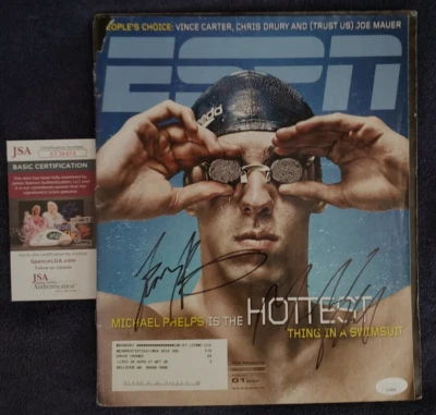 MICHAEL PHELPS SIGNED ESPN MAGAZINE MARCH 1ST 2004 + LENNY KRAYZELBURG XRARE JSA - Image 1 of 4