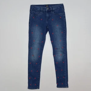 GAP GIRL'S BLUE Embroid HEART Stretch Jeggins JEANS SIZE 8 - Picture 1 of 6