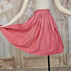 Vintage 1950s Skirt Pleated Red Circle Skirt Retro Pinup Rockabilly Metal Zipper - Picture 1 of 17