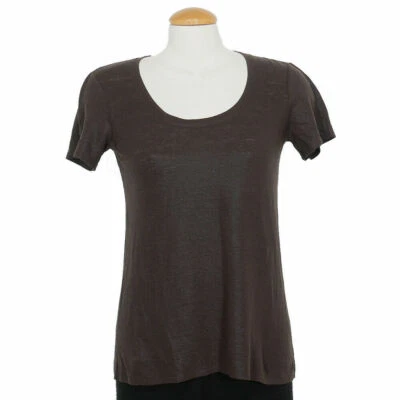 Camiseta EILEEN FISHING linho marrom turfa cintilante linha A XS - Imagem 1 de 3