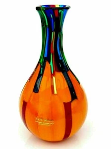 Signed! Murano Ballarin Coloured Pezzato Bulbous Studio Freeform Vase Luxury! - Picture 1 of 10