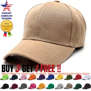 Baseball Cap for Men and Women Plain Blank Ball Caps Adjustable Hat Polo Style - Picture 1 of 68
