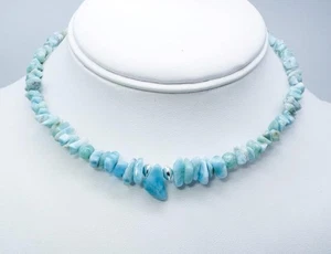 COLLAR GARGANTILLA CYNTHIA LYNN "PIEDRA DE STEFILIA" PLATA ESTERLINA CON CUENTAS LARIMAR - Imagen 1 de 1