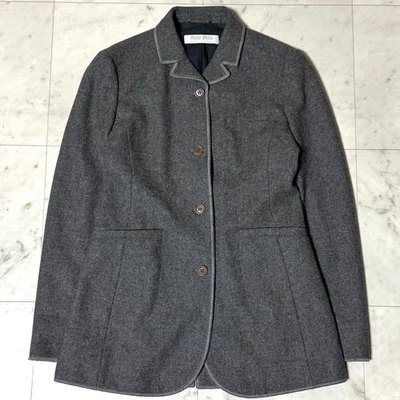 Chaqueta de Lana Miu Miu Talla 40 Gris Abrigo Mediano Auténtica Moda Italiana Foto 1 de 4