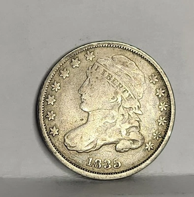 МОНЕТА НОМИНАЛОМ 10 ЦЕНТОВ 1835 США С СЕРЕБРЯНОЙ КРЫШКОЙ БЮСТ - Изображение 1 из 3