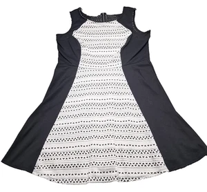 Maurices Dress Womens Sz 1 Black Aztec Textured Contrast Sleeveless Fit & Flare - Picture 1 of 14