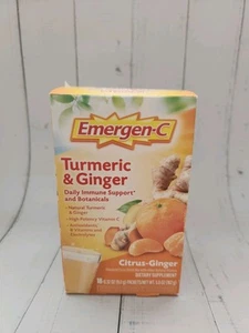 Emergen-C Citrus-Ginger Fizzy Drink Mix, Immune Support, 18 Packets, Exp 08-2026 - Picture 1 of 5