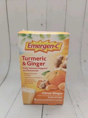 Emergen-C Citrus-Ginger Fizzy Drink Mix, Immune Support, 18 Packets, Exp 08-2026 - Image 1 of 4