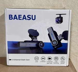 Baeasu 3 Channel 2.5K Dash Cam 1440P Dash Cam Front and Rear Inside Dash Camera. - Picture 1 of 4