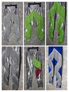 Girls Youth Aaronano Silver, Green, Blue OR Pink Neon Fringe Dance Pants - Picture 1 of 57
