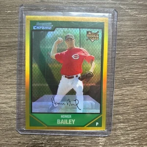 2007 Bowman Chrome Homer Bailey Rookie Gold Refractor Auto /50 - Picture 1 of 2
