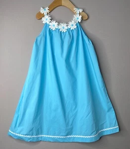 CONFITURE Girls 8-9 Yr (7?) Blue Floral Daisy Neckline Sleeveless Dress Trotters - Picture 1 of 5