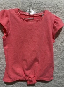 Jumping Beans Flutter Sleeve Top With Knotted Waist Girls Sz 5 Solid Pink Shirt - Picture 1 of 4