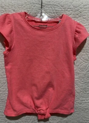 Camisa rosa lisa Jumping Beans manga aleteada con cintura anudada para niñas talla 5 Foto 1 de 4