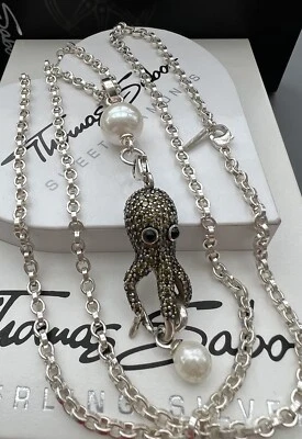Massive Thomas Sabo Kette & Perlen Träger & Riesen Kraken Tintenfisch Rarität - Bild 1 von 4