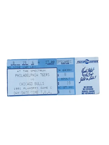 PHILADELPHIA SIXERS CHICAGO BULLS 1991 PLAYOFF GAME C TICKET JORDAN 5/12/91 Cover