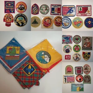 Boy Scouts 30+ Patches & Neckerchiefs 1960-2000’s BSA Warshield Jamboree - Picture 1 of 12
