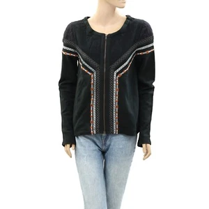 Ecote Urban Outfitters Embroidered Black Jacket Top Long Sleeve Zip up S 268056 - Picture 1 of 5