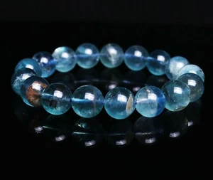 11.8mm Natural Blue Fluorite Crystal Quartz Beads Bracelet AAA C0868 - Picture 1 of 8