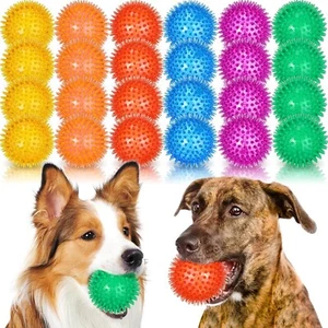 Light Up Spikey Flashing Squeaky Pet Dog Play Fun Throw Fetch Balls - Picture 1 of 34