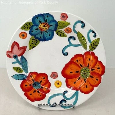 Laurie Gates Floral Print Ceramic Dinner Plate Designed In California - Image 1 of 4