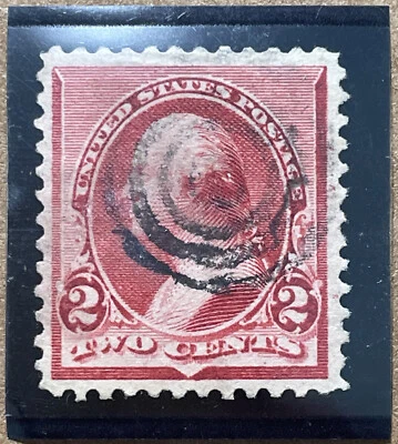 1890-93 US Washington 2c Stamp | Sc #220 Mi #62a SG #225a | Used XF Carmine Rose - Image 1 of 3