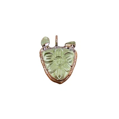 Mothers day Deal Carved Peridot Gemstone Copper Electroformed Daughter Pendant - Image 1 of 4