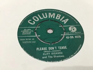 CLIFF RICHARD & THE SHADOWS PLEASE DON'T TEASE 7'' VINYL RECORD 1960 45-DB 4479 - Picture 1 of 2