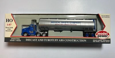 DIECAST 1:87 HO SCALE - TRACTOR AND TRAILER - MEDICAL WASTE COMPANY -MODEL POWER - Image 1 of 2