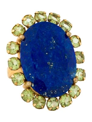 Кольцо вышибалы с лазуритом перидотом позолота 22 карата заявление хвост 6,75 - Изображение 1 из 4