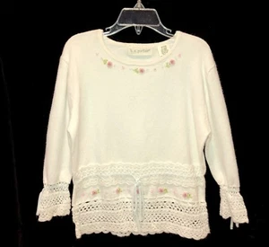 Girls K.C. Parker Easter Sweater Size 10 Crochet Rosette Detail Feminine Look - Picture 1 of 6
