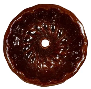 Turks Head Cake Mold Redware Chocolate Brown Glaze Kitchen Primitive Antique #9 - Picture 1 of 10