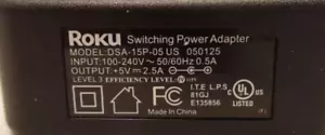 ORIGINAL Roku DSA-15P-05 Schaltnetzteil 5 V 2,5 A GETESTET KOSTENLOSER VERSAND - Bild 1 von 2