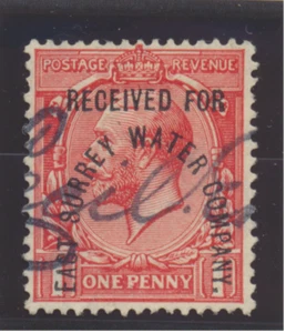 Great Britain Stamp #128, Overprinted "Received For East Surrey Water Company." - Picture 1 of 1