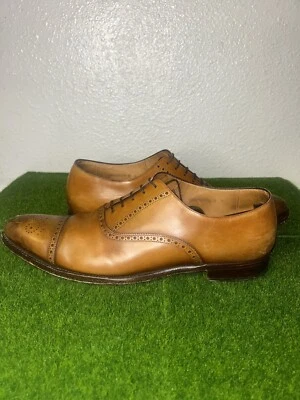 Zapatos de vestir Ralph Lauren de cuero tostado con etiqueta púrpura Denver con puntera y puntera talla 13 $1250+ Foto 1 de 4