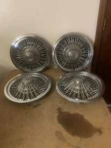 73 74 75 76 77 OEM BUICK 14” WIRE SPOKE HUBCAPS SET OF 4 WHEEL COVERS 1973-1977 - Picture 1 of 11