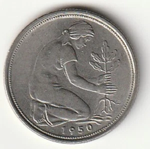 50 PFENNIG 1950 G, KARLSRUHE, SELTEN, ss - vzgl! - Bild 1 von 2
