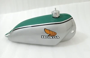 Honda CR125 CR125M 1974 Elsinore Alloy Fuel Petrol Tank Matt Green & Silver +Cap - Picture 1 of 22