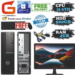 FAST Dell OptiPlex SFF Core i5 6th Gen 4GB Ram 500GB HDD WIN 11 PC WITH 19" TFT - Picture 1 of 1