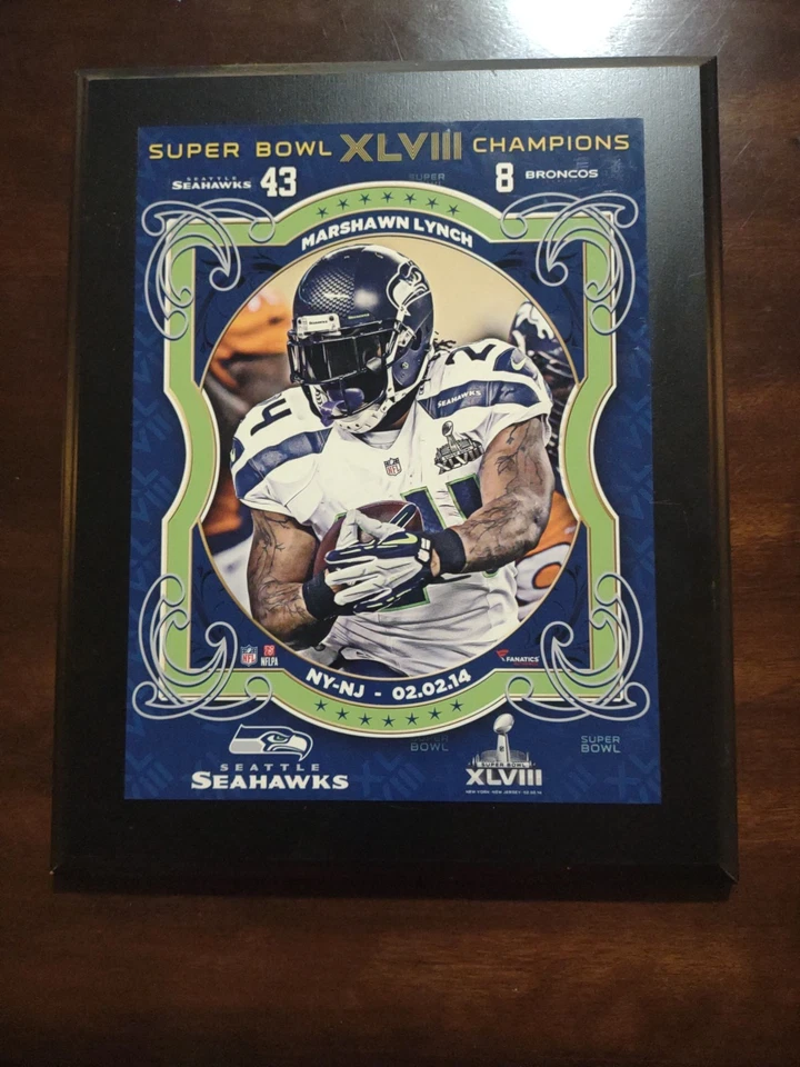 Placa Seattle Seahawks Superbowl 43 Marshawn Lynch 2014 Foto 1 de 1