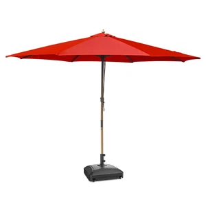 Yescom 13' XL Wood Outdoor Patio Umbrella with Parasol Base Wheels Stand Red - Picture 1 of 9