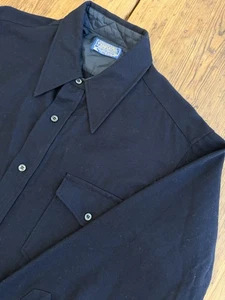 Camicia vintage PENDLETON lana vergine flanella blu navy uomo taglia XL made in USA - Foto 1 di 9