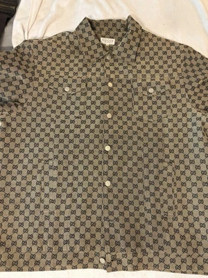 Gucci Monogram Interlocking GG Cotton Denim Twill Jacket Unisex - Image 1 of 4