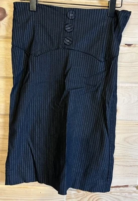 Forever 21 Black Striped Dress Size S Slip Back Faux Buttons Rayon Blend - Image 1 of 4