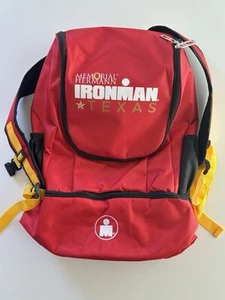 Memorial Hermann Iron Man Texas Triathlon Black/Red/Yellow Backpack New 20”X 14” - Picture 1 of 5