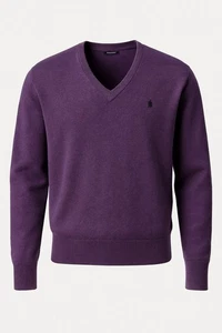 Polo by Ralph Lauren Men’s Merino Wool V-Neck Pullover Sweater Heather Purple L - Picture 1 of 4