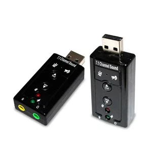 Tarjeta Sonido Externa USB 2.0 7.1 Volumen Ajustable 4 botones Negro REF860.A - Zdjęcie 1 z 3